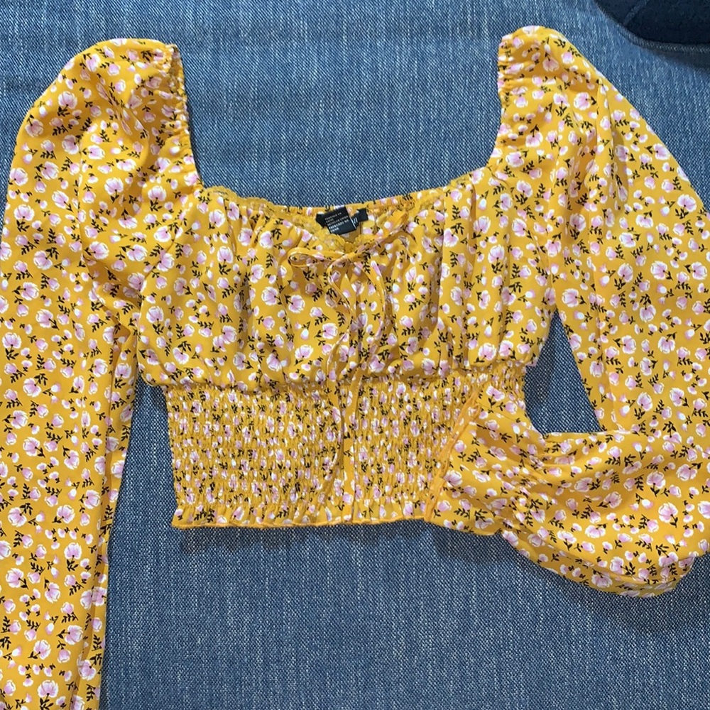 Yellow Floral Corset Style Crop Top